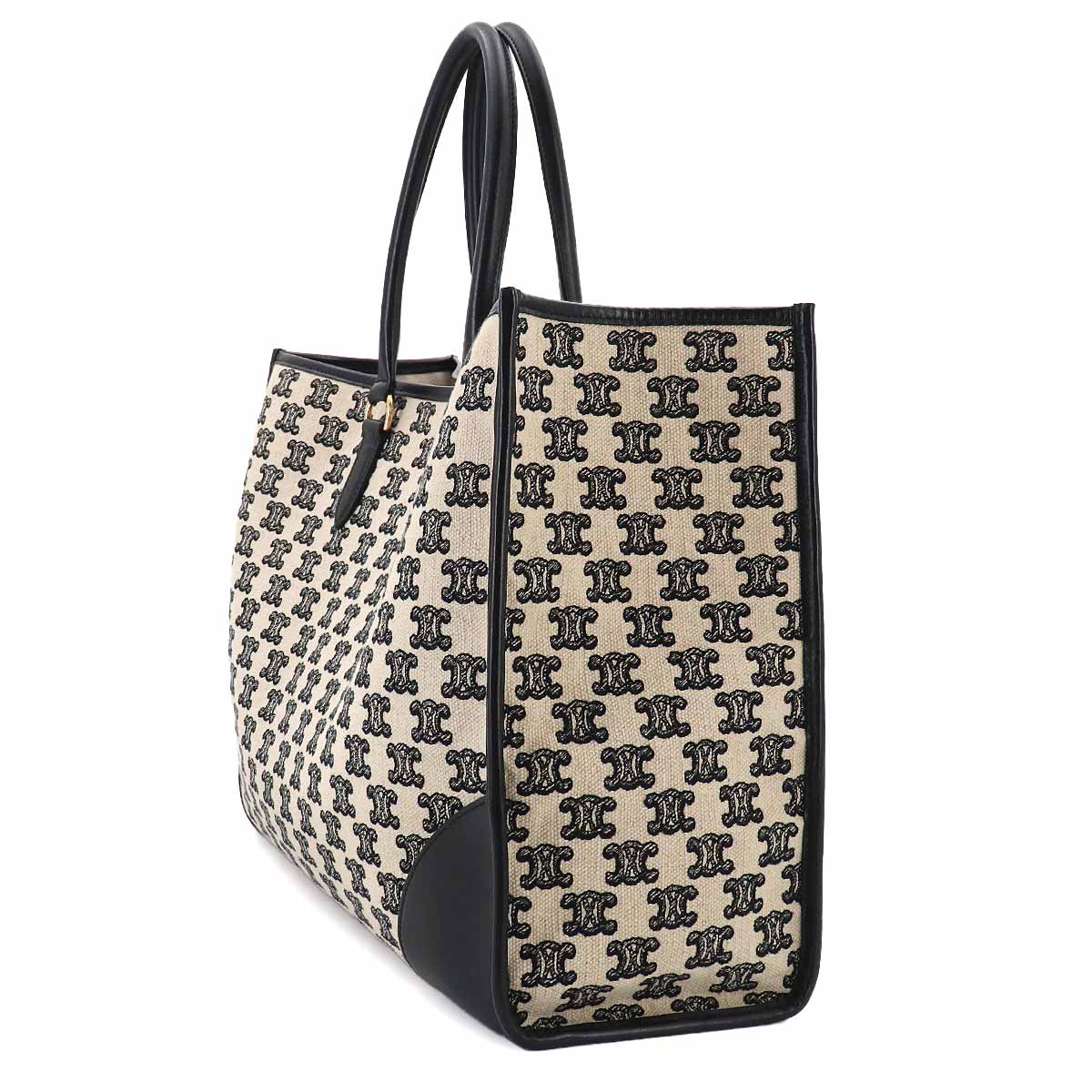 Triomphe Horizontal Cabas Tote Bag Canvas Leather Beige