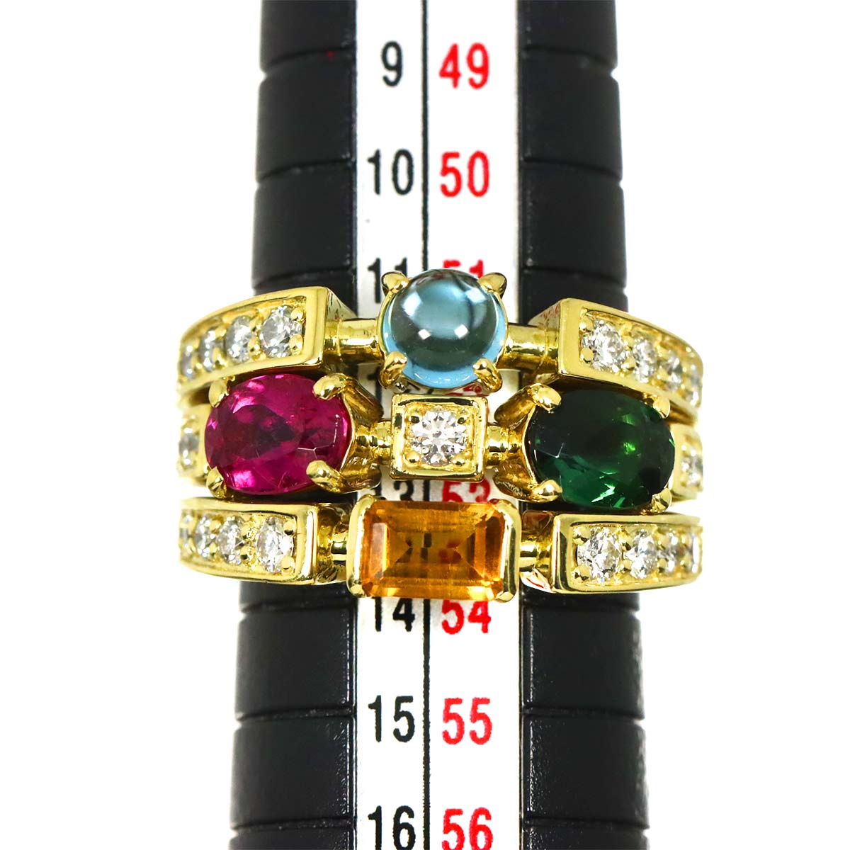 Multi Stone 2.81ct Diamond 0.78ct Ring 18K YG 750 Size6-6.25(US)
