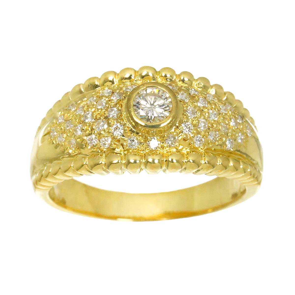 Diamond 0.20ct/0.31ct Ring 18K YG Yellow Gold 750 Size8.25(US)