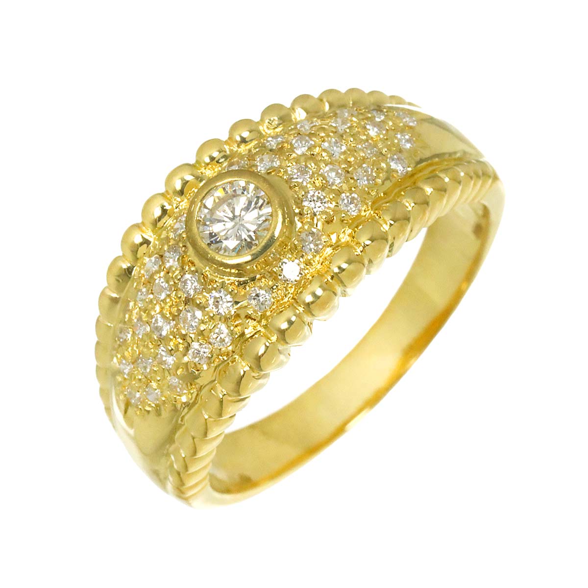 Diamond 0.20ct/0.31ct Ring 18K YG Yellow Gold 750 Size8.25(US)