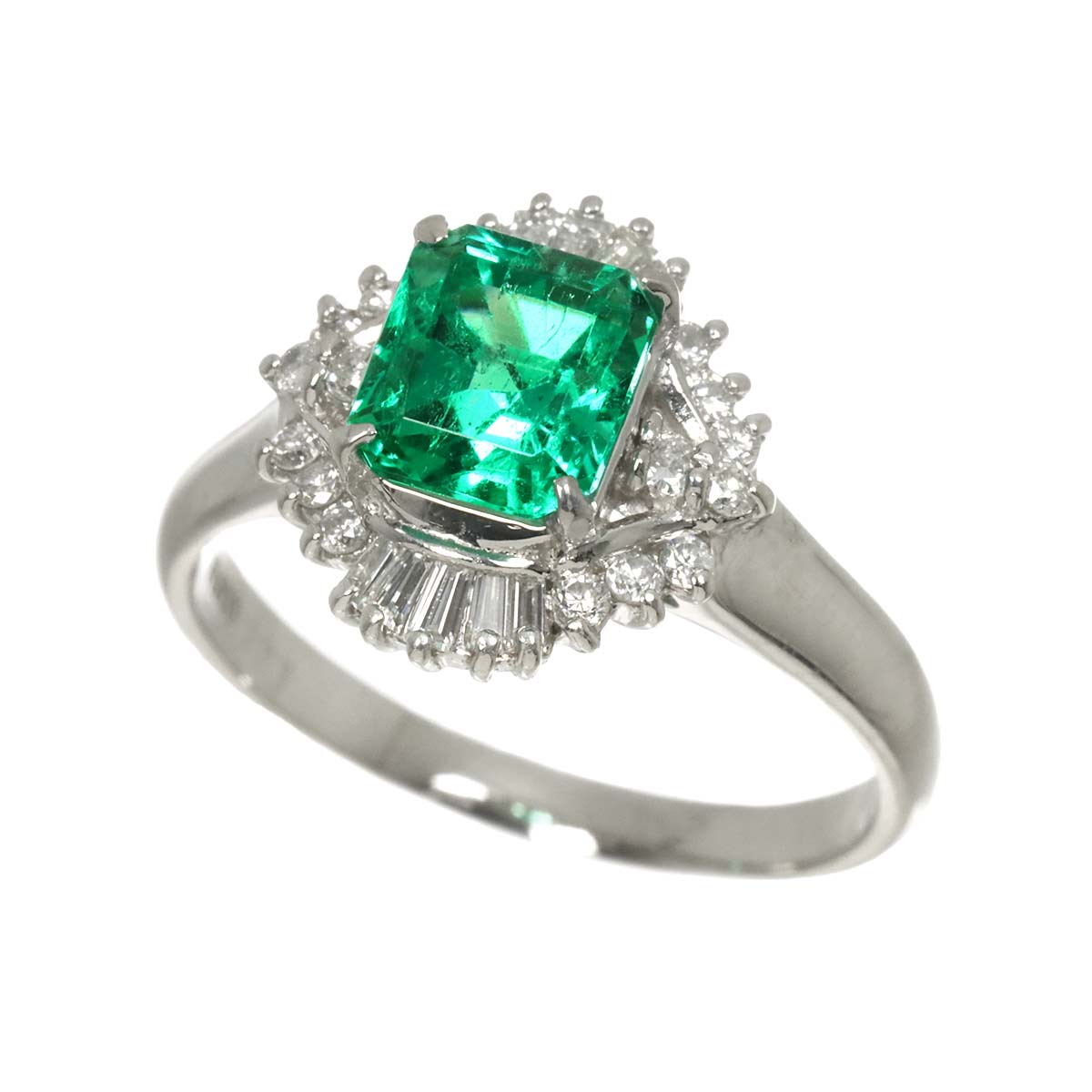 Emerald 1.73ct Diamond 0.45ct Ring Pt Platinum size8.75(US)