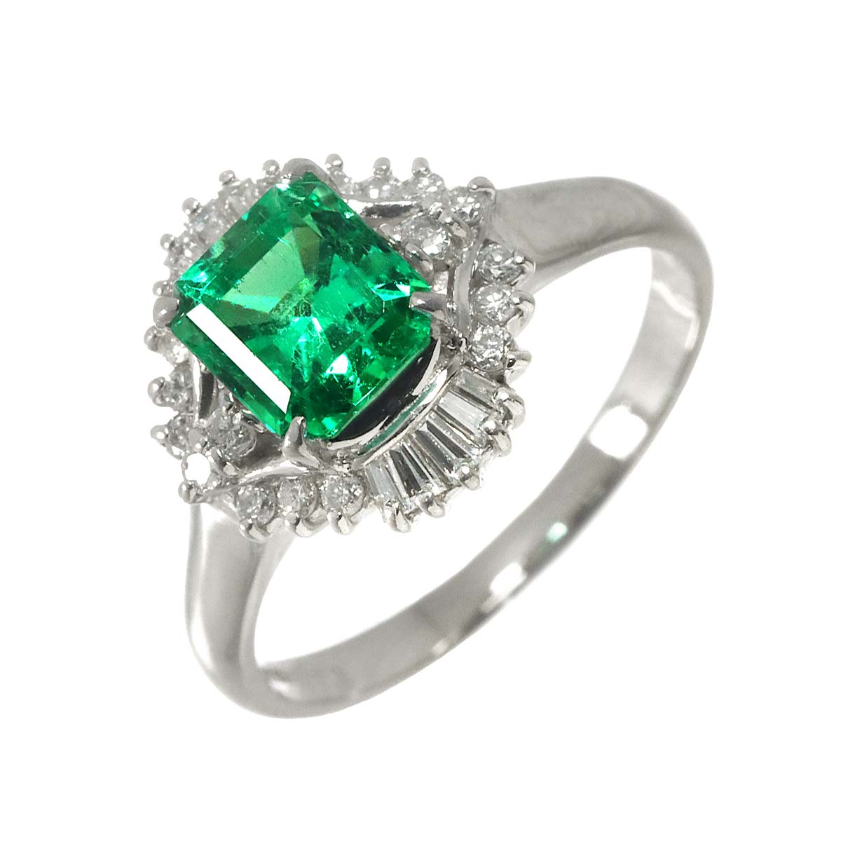 Emerald 1.73ct Diamond 0.45ct Ring Pt Platinum size8.75(US)