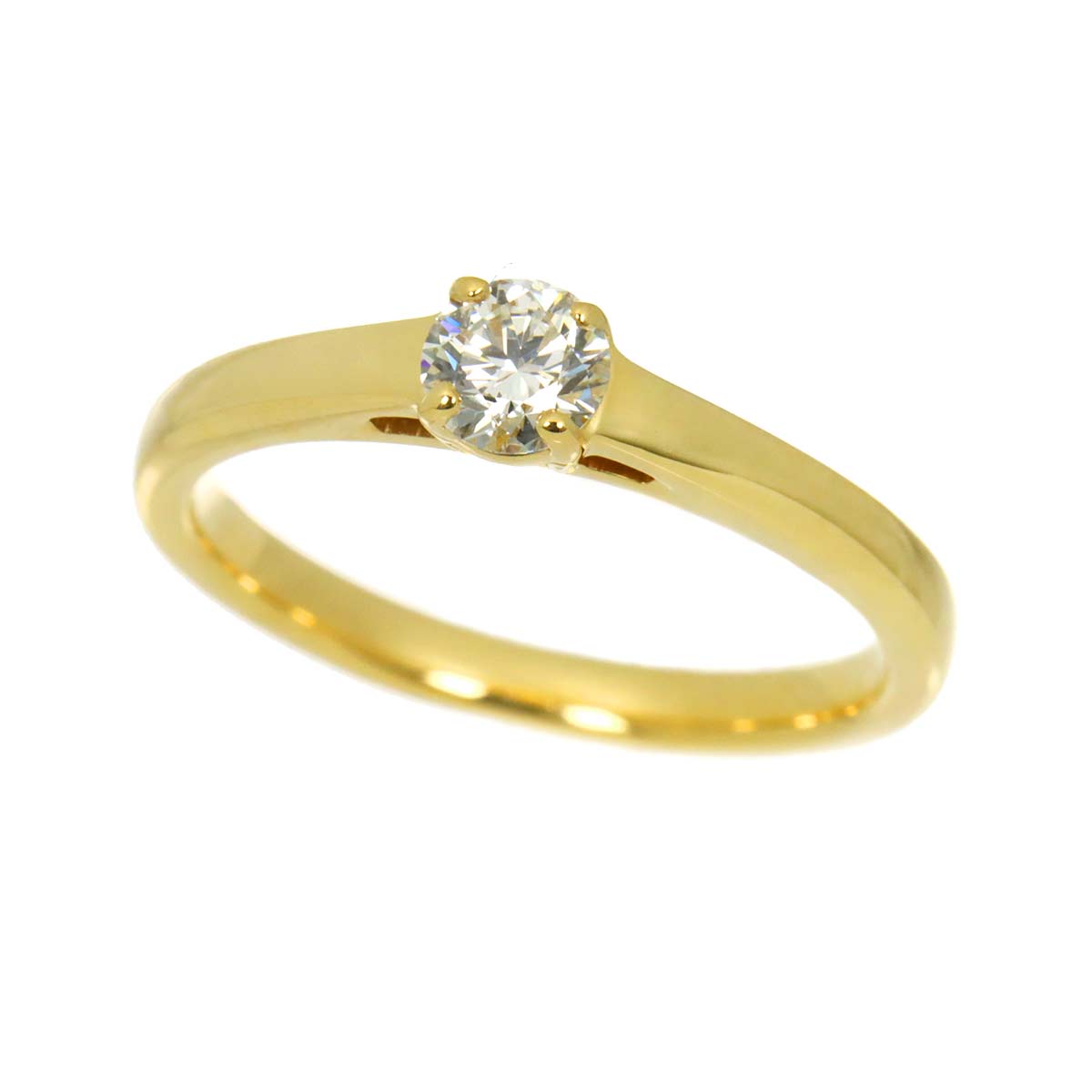 Diamond 0.218ct F/SI2/3EX Ring 18K YG Yellow Gold 750 3.75(US)