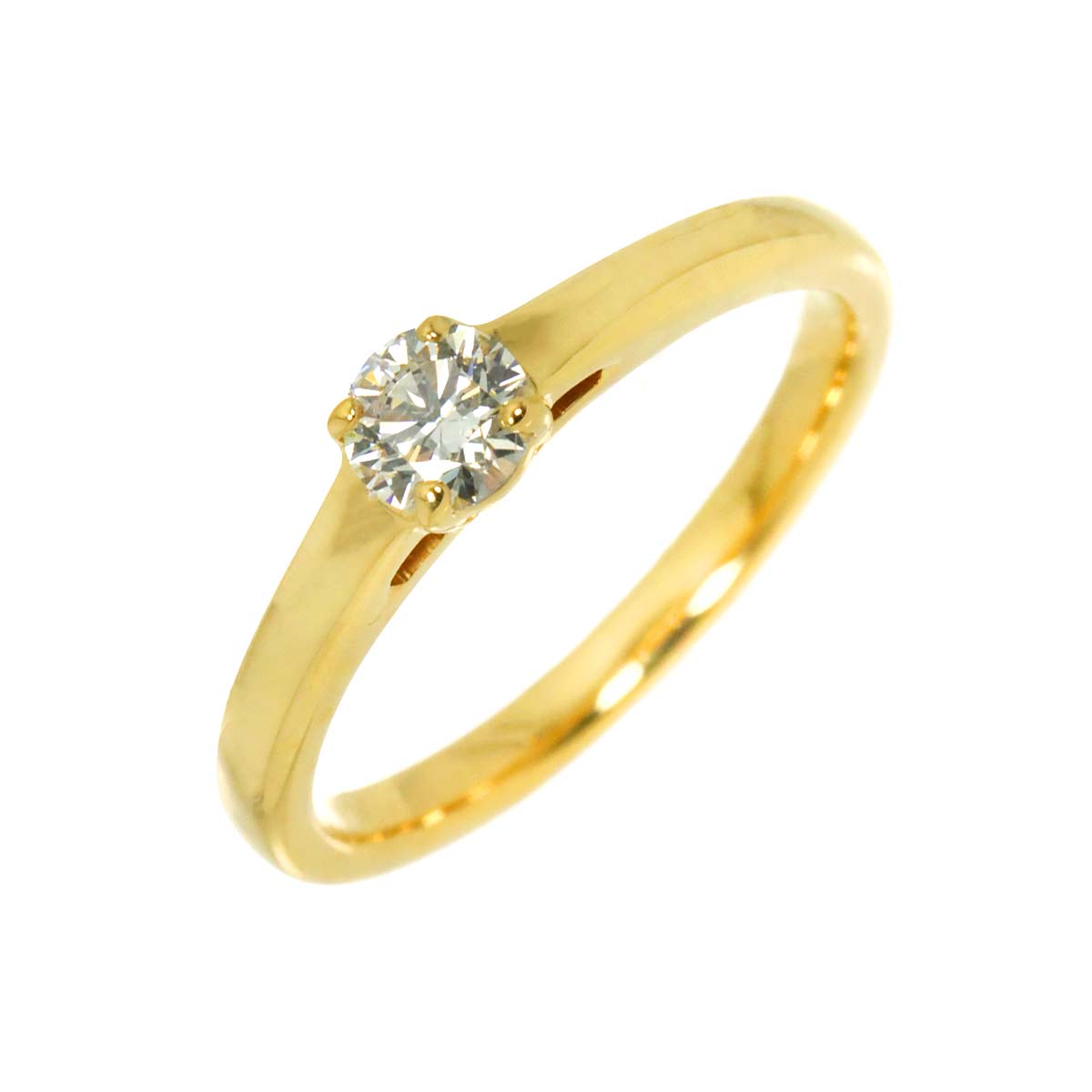 Diamond 0.218ct F/SI2/3EX Ring 18K YG Yellow Gold 750 3.75(US)