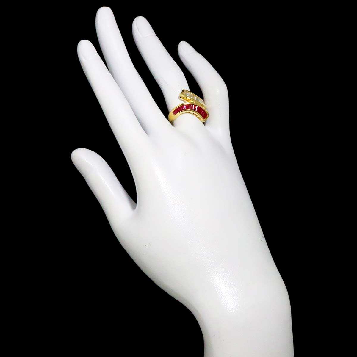 Ruby Diamond Ring 18K YG Yellow Gold 750 size6(US)