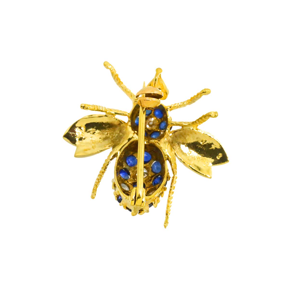 Sapphire 0.73ct Ruby 0.02ct Diamond 0.20ct Brooch 18K YG 750