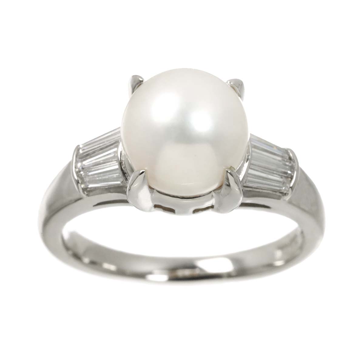 Akoya Pearl 8.5mm Diamond 0.18ct Ring Pt Platinum Size5.5-5.75(US)