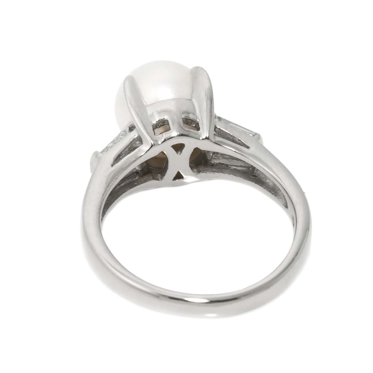 Akoya Pearl 8.5mm Diamond 0.18ct Ring Pt Platinum Size5.5-5.75(US)