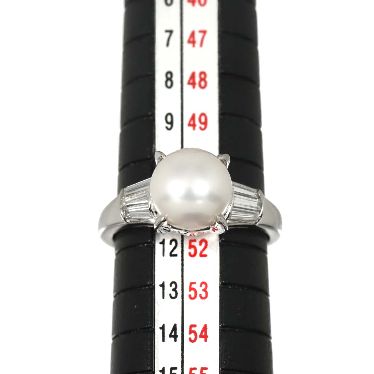 Akoya Pearl 8.5mm Diamond 0.18ct Ring Pt Platinum Size5.5-5.75(US)