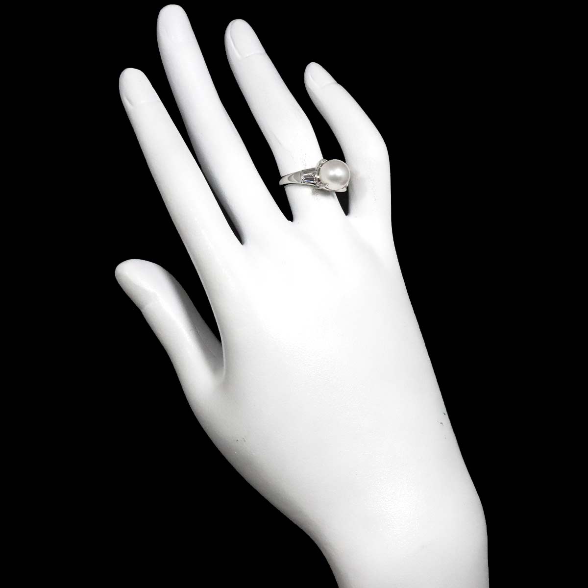 Akoya Pearl 8.5mm Diamond 0.18ct Ring Pt Platinum Size5.5-5.75(US)