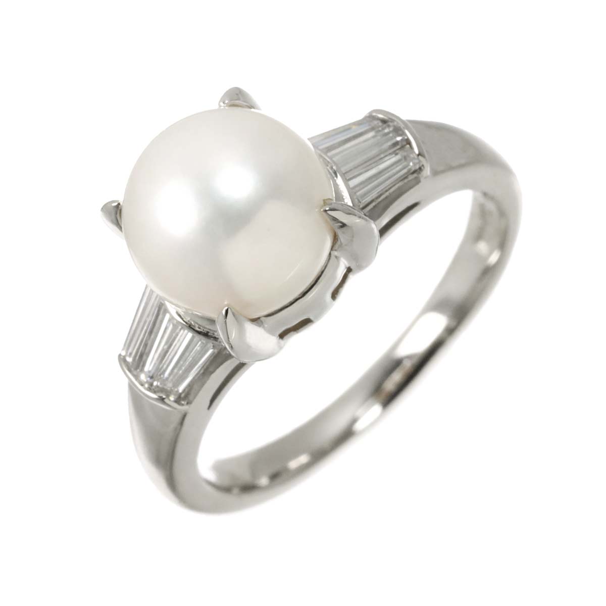 Akoya Pearl 8.5mm Diamond 0.18ct Ring Pt Platinum Size5.5-5.75(US)