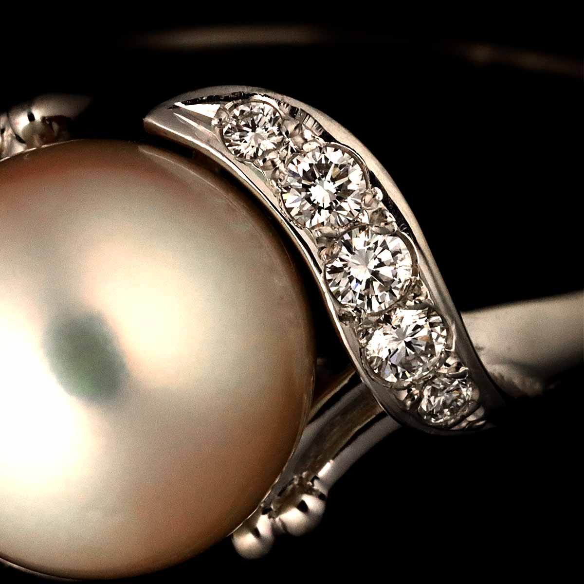 South Sea pearl 9.2mm Diamond Ring Pt size7.5(US)