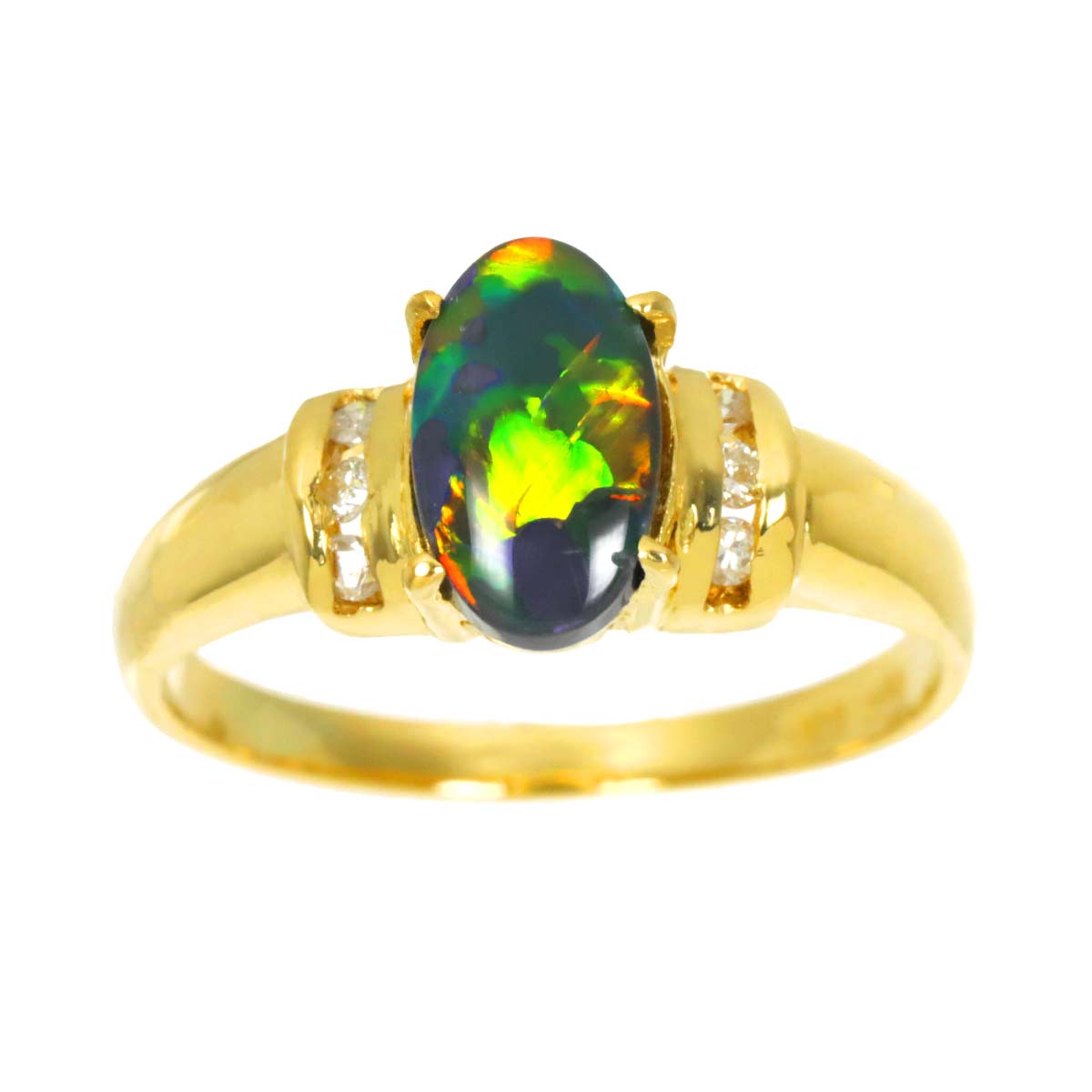 Opal Diamond Ring 18K YG 750 size6(US)