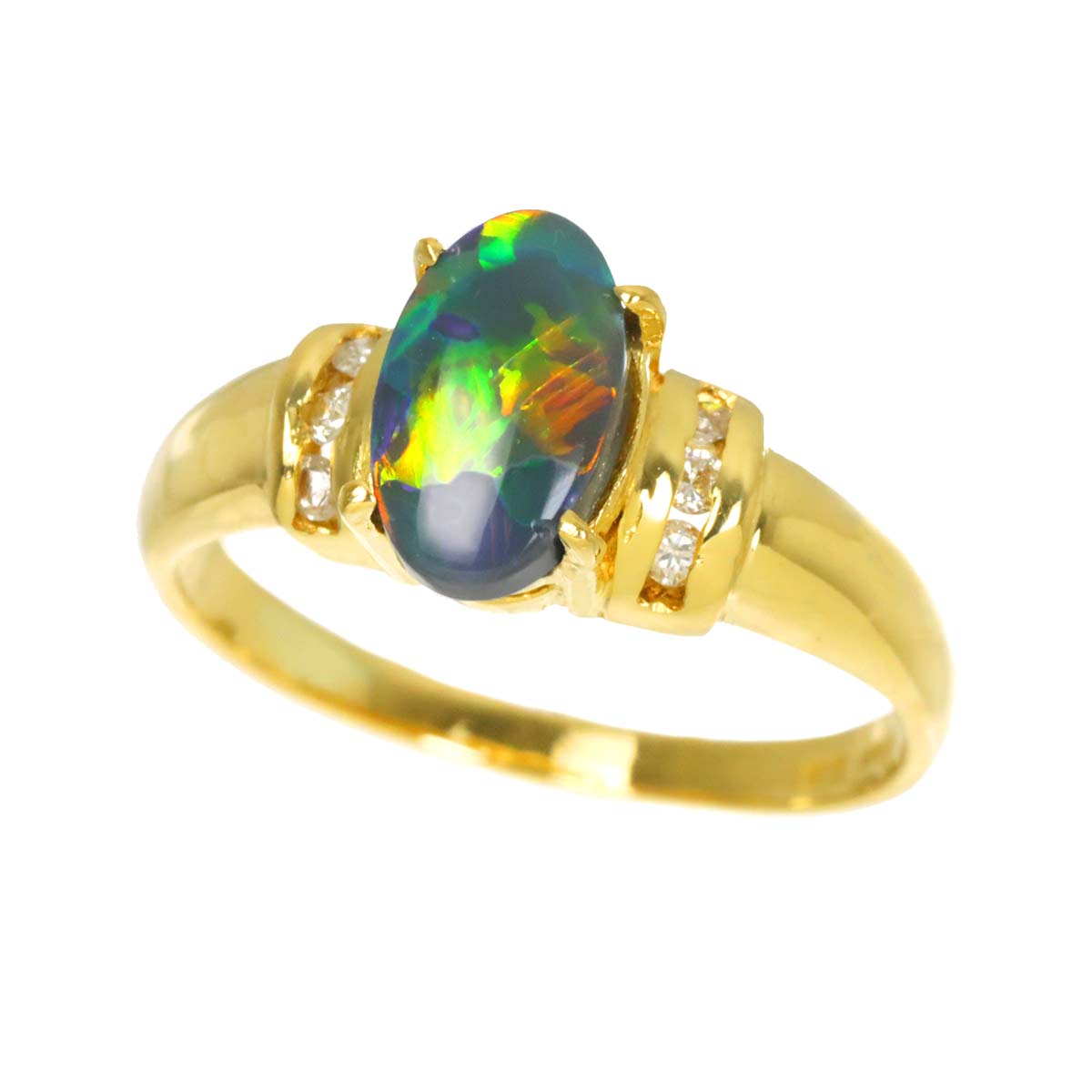 Opal Diamond Ring 18K YG 750 size6(US)