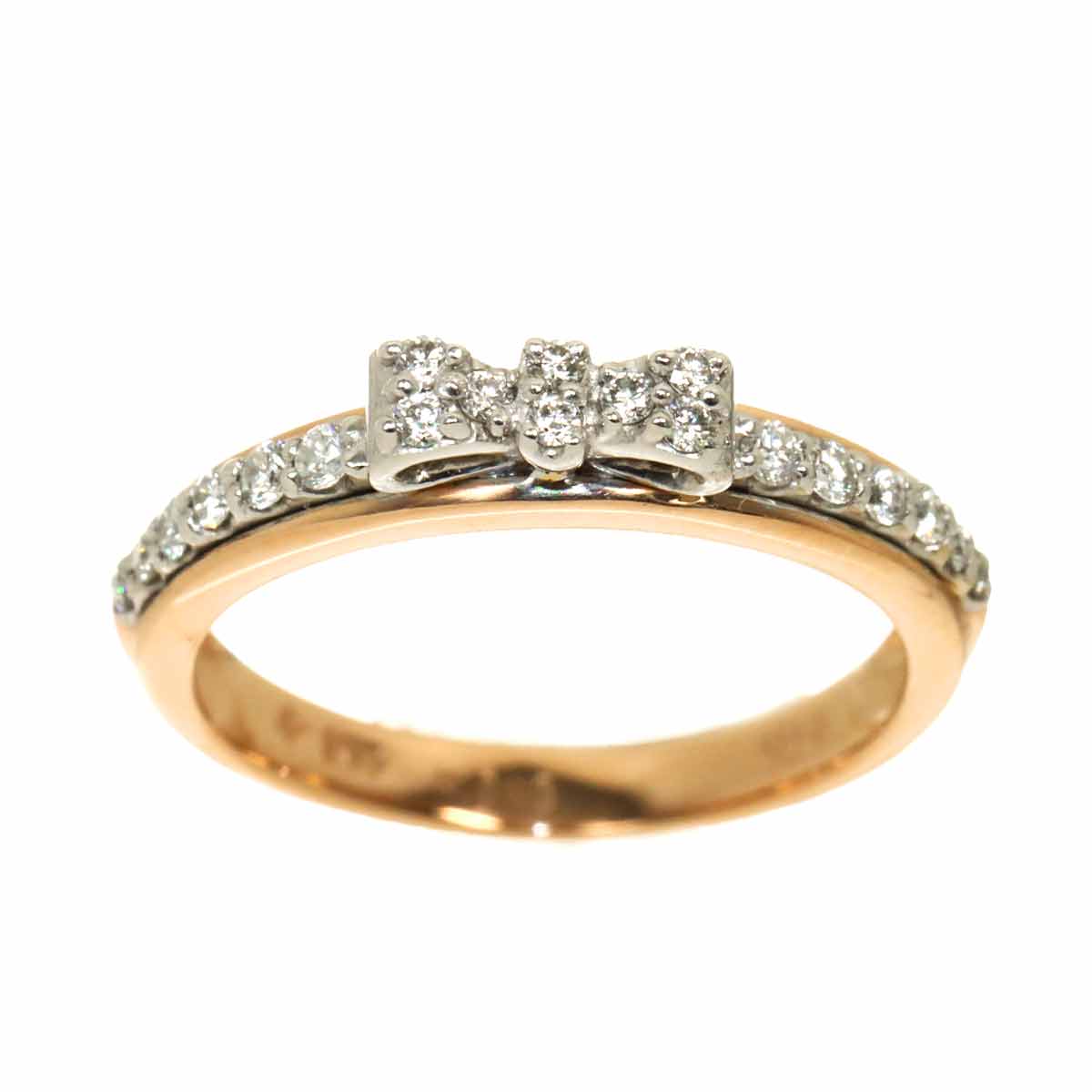 Diamond0.15ct Ring 18K PG WG 750 Size4(US)