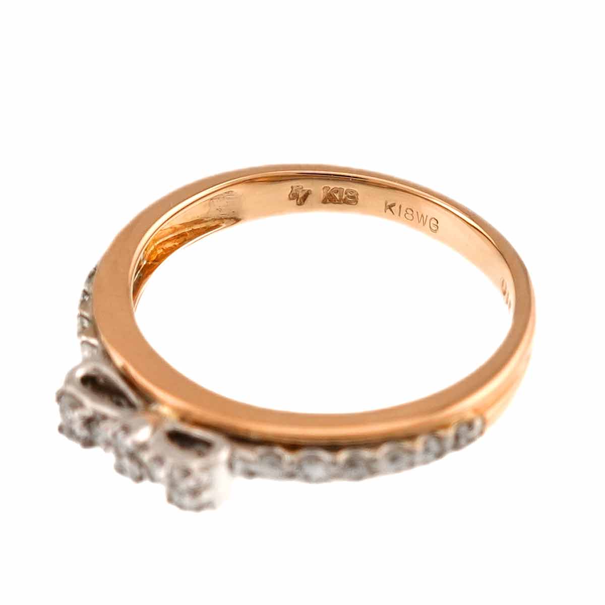 Diamond0.15ct Ring 18K PG WG 750 Size4(US)