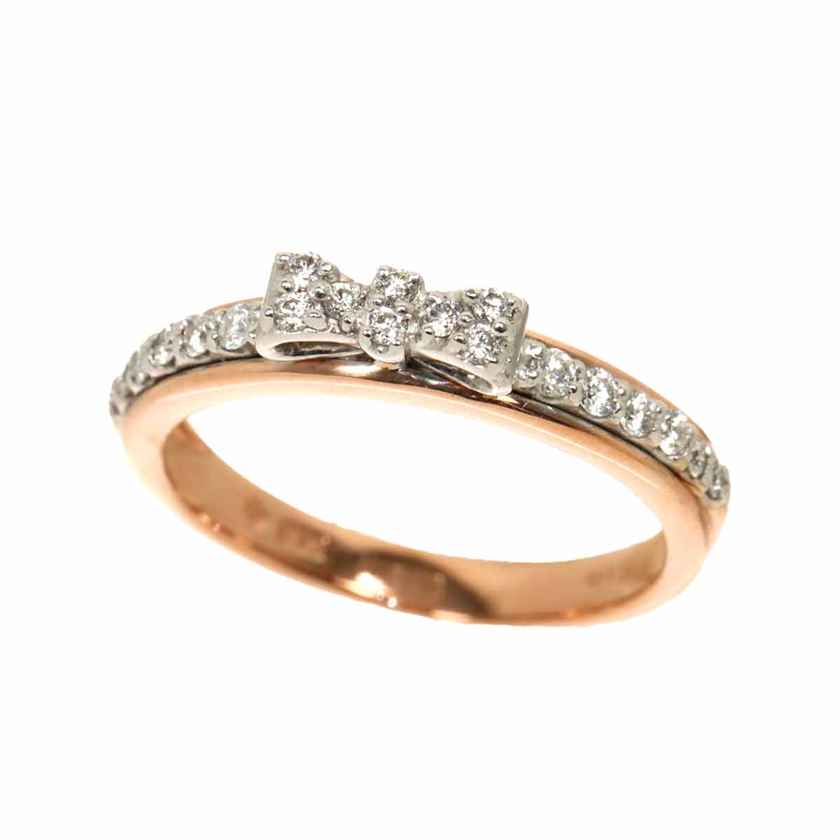Diamond0.15ct Ring 18K PG WG 750 Size4(US)