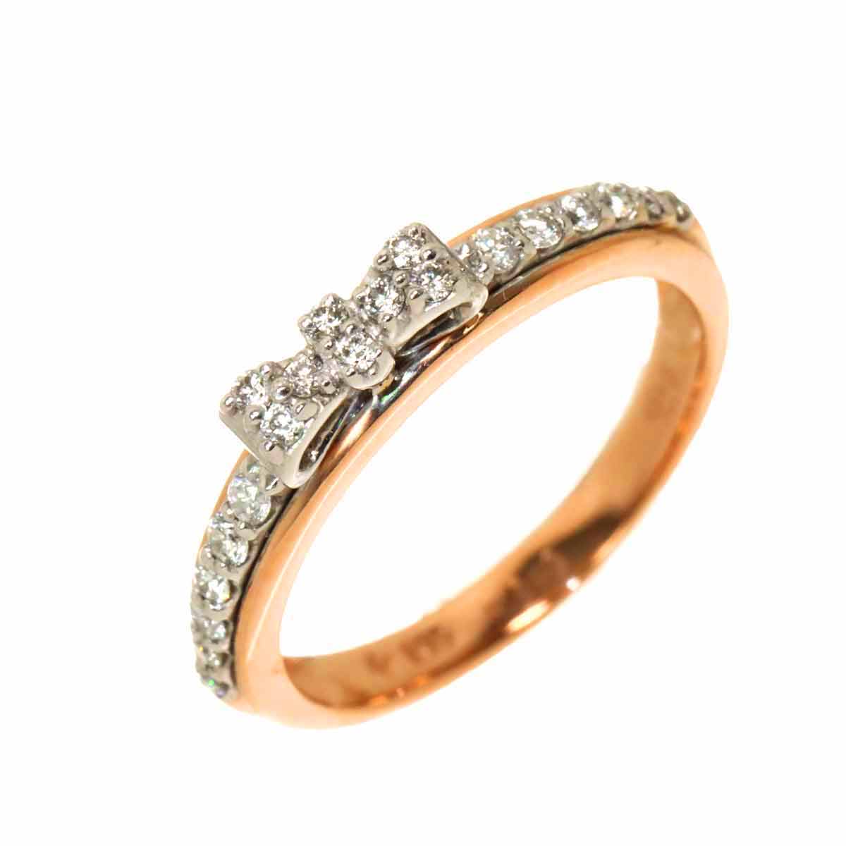 Diamond0.15ct Ring 18K PG WG 750 Size4(US)