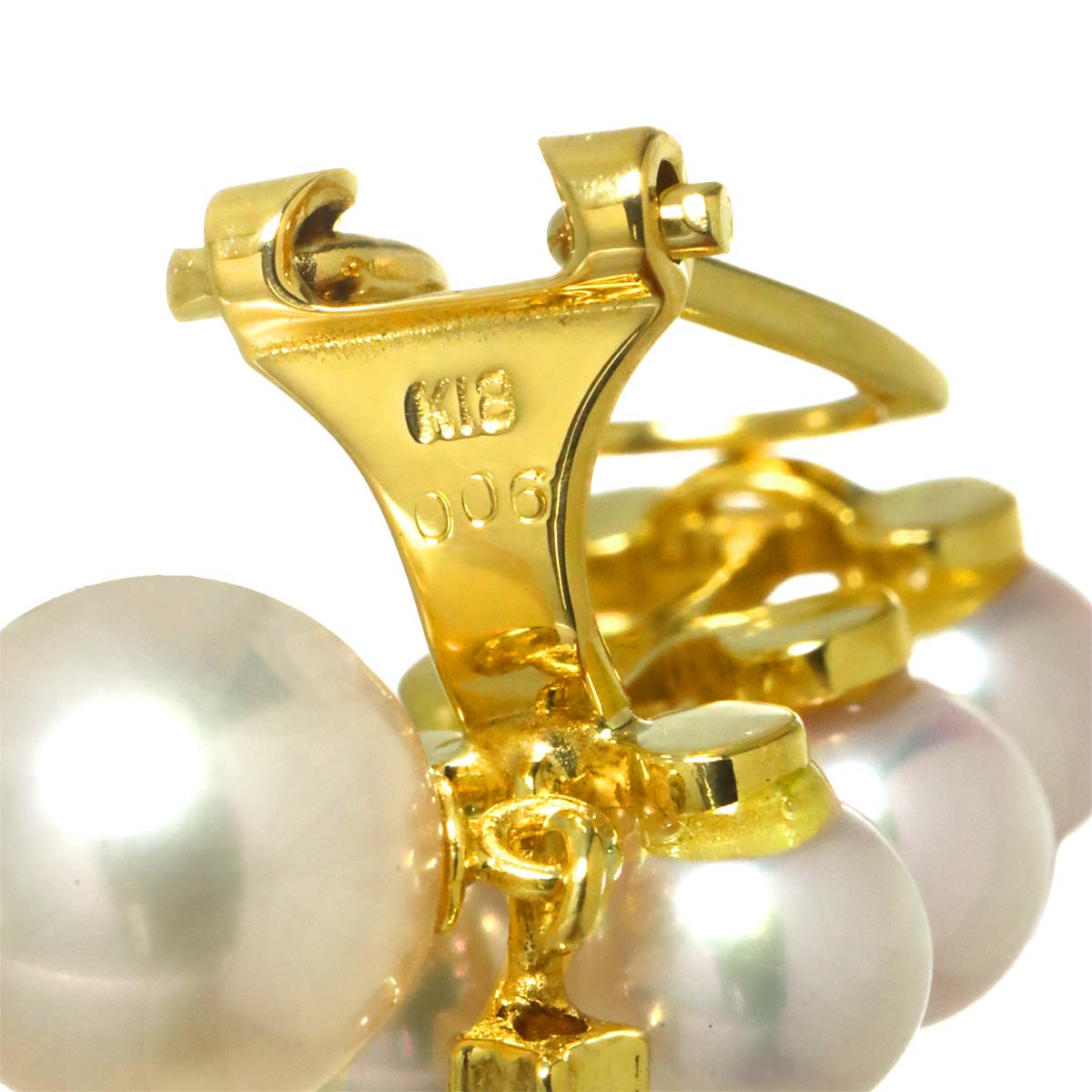 Akoya Pearl 4.9-7.4mm Diamond 0.06ct/0.06ct Earrings Clip on 18K YG 750