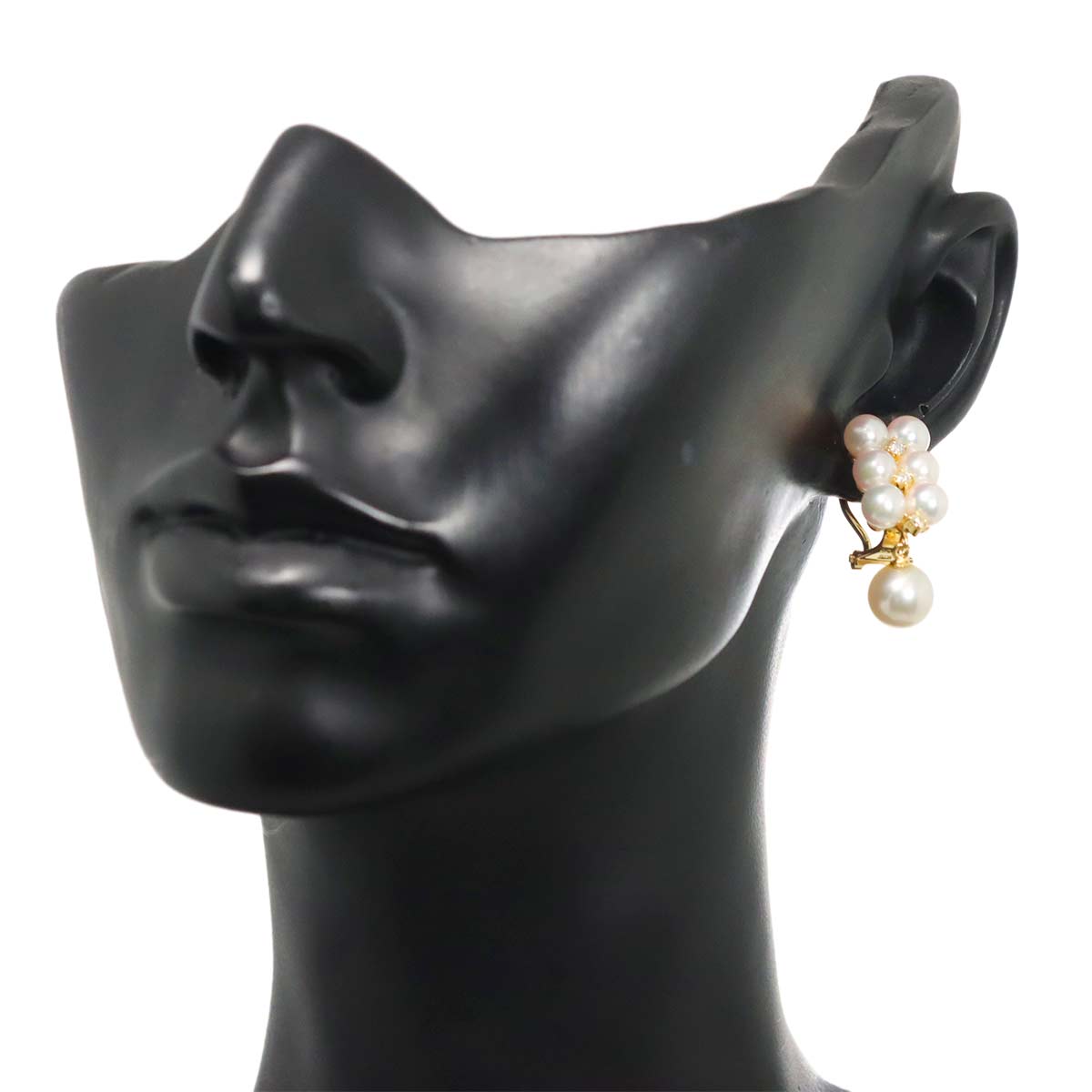Akoya Pearl 4.9-7.4mm Diamond 0.06ct/0.06ct Earrings Clip on 18K YG 750