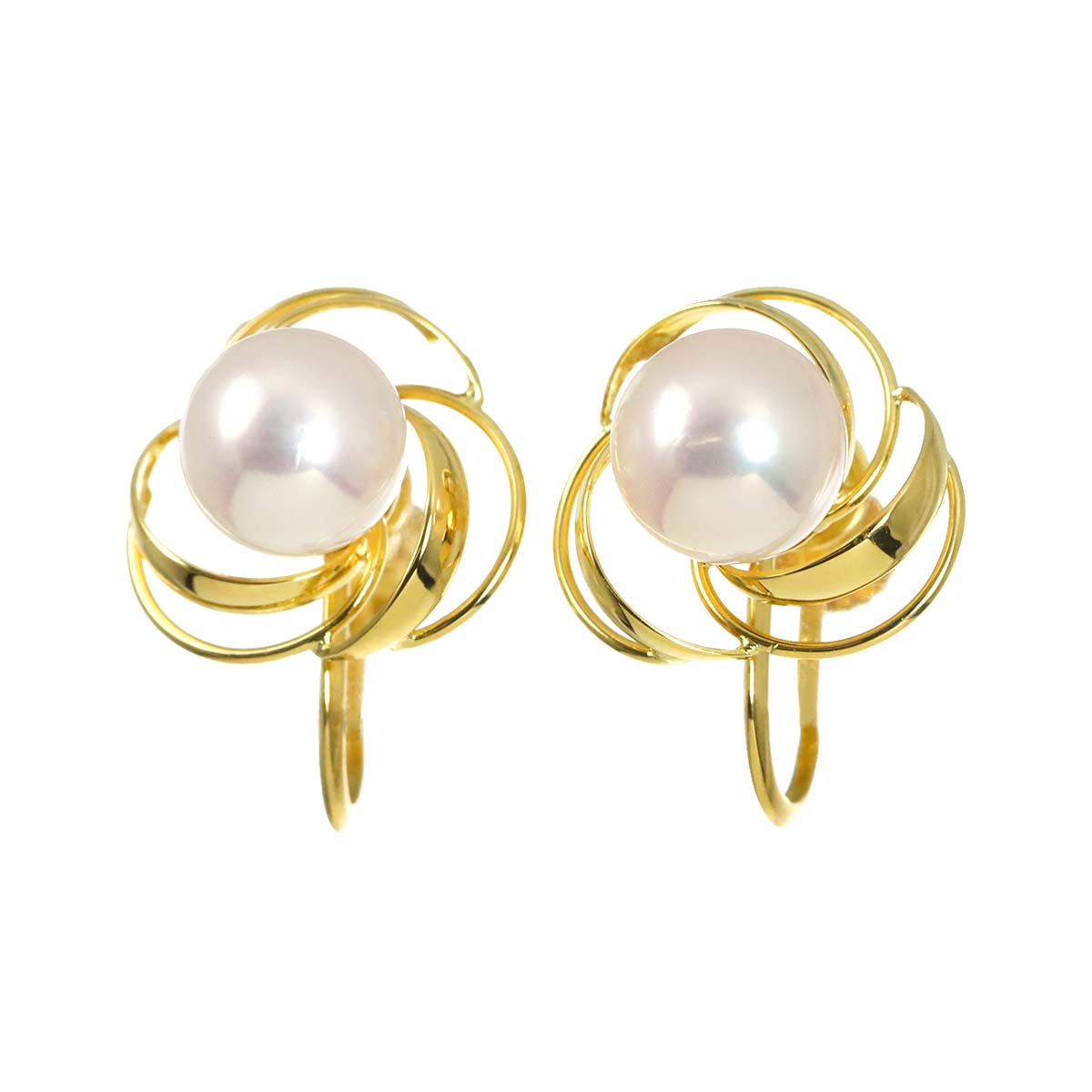 Akoya Pearl 6.3mm Earrings Clip on 18K YG 750