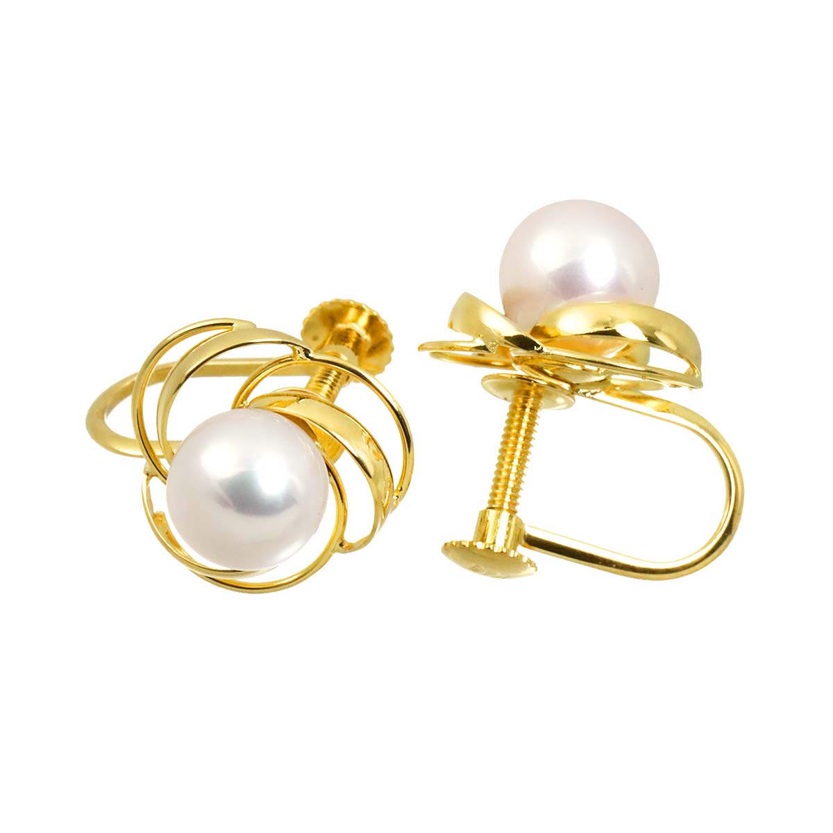 Akoya Pearl 6.3mm Earrings Clip on 18K YG 750