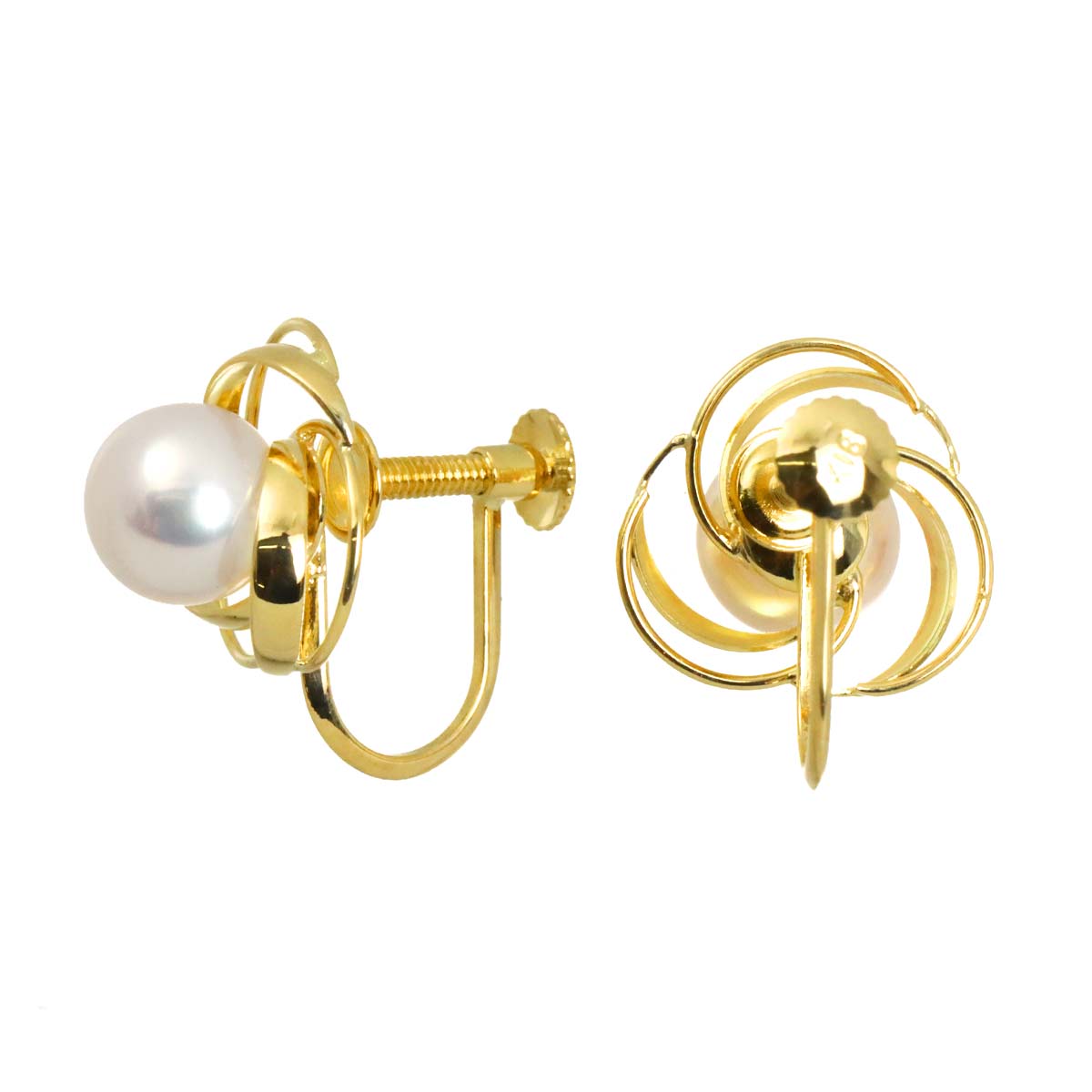 Akoya Pearl 6.3mm Earrings Clip on 18K YG 750