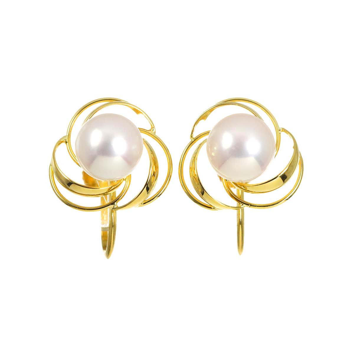 Akoya Pearl 6.3mm Earrings Clip on 18K YG 750