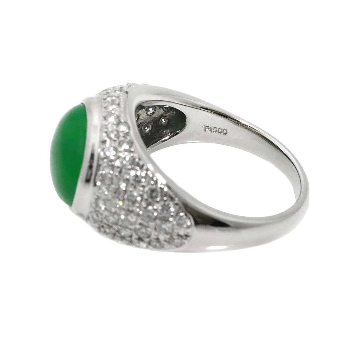 Jade 6.87ct Diamond 1.30ct Ring Pt Platinum size9.5(US)