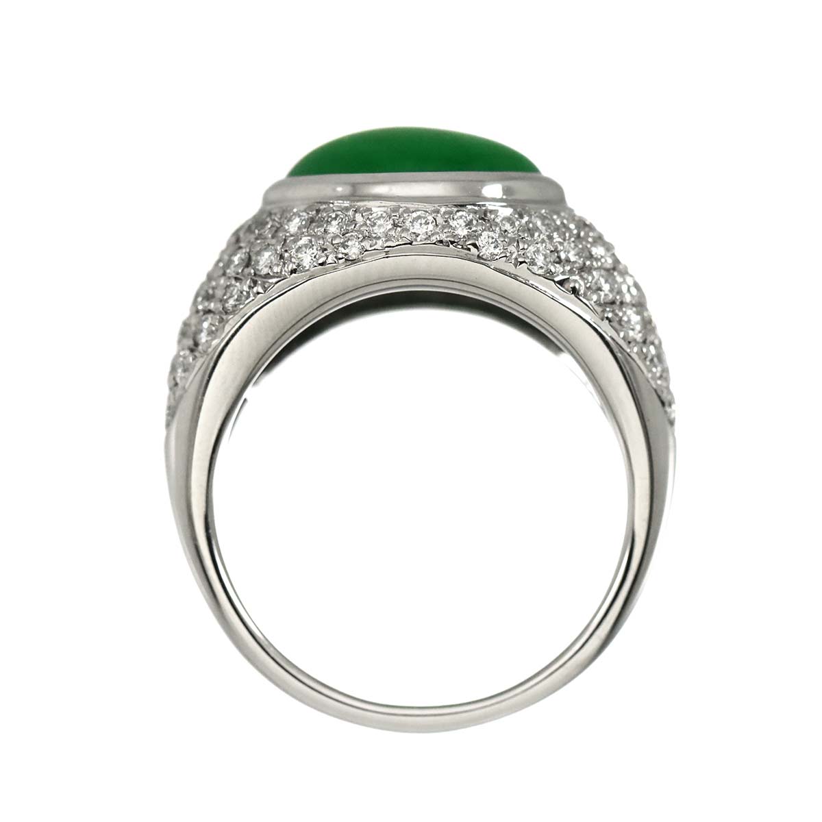 Jade 6.87ct Diamond 1.30ct Ring Pt Platinum size9.5(US)