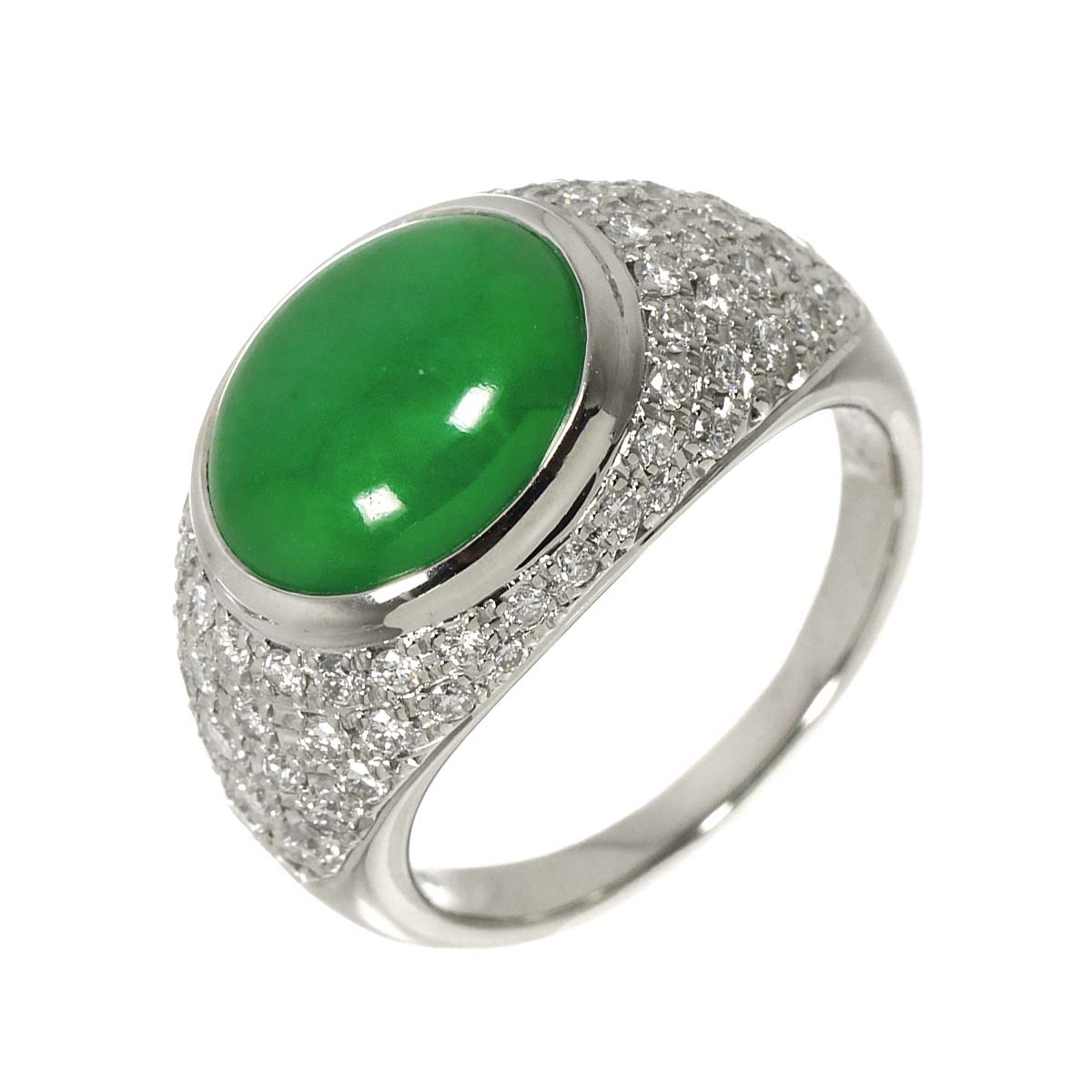 Jade 6.87ct Diamond 1.30ct Ring Pt Platinum size9.5(US)