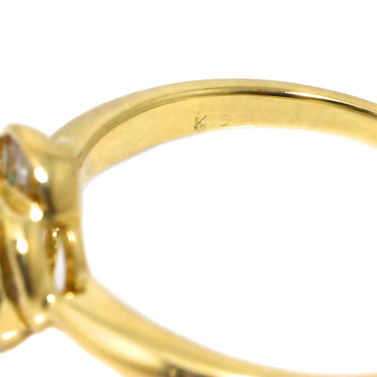 Emerald 0.21ct Diamond 0.13ct Ring K18 YG Yellow Gold size6(US)