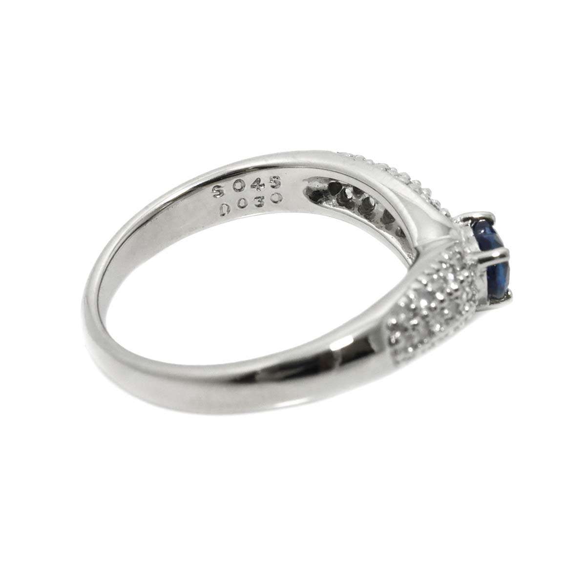 Sapphire 0.45ct Diamond 0.30ct Ring Pt 6.25-6.5(US)