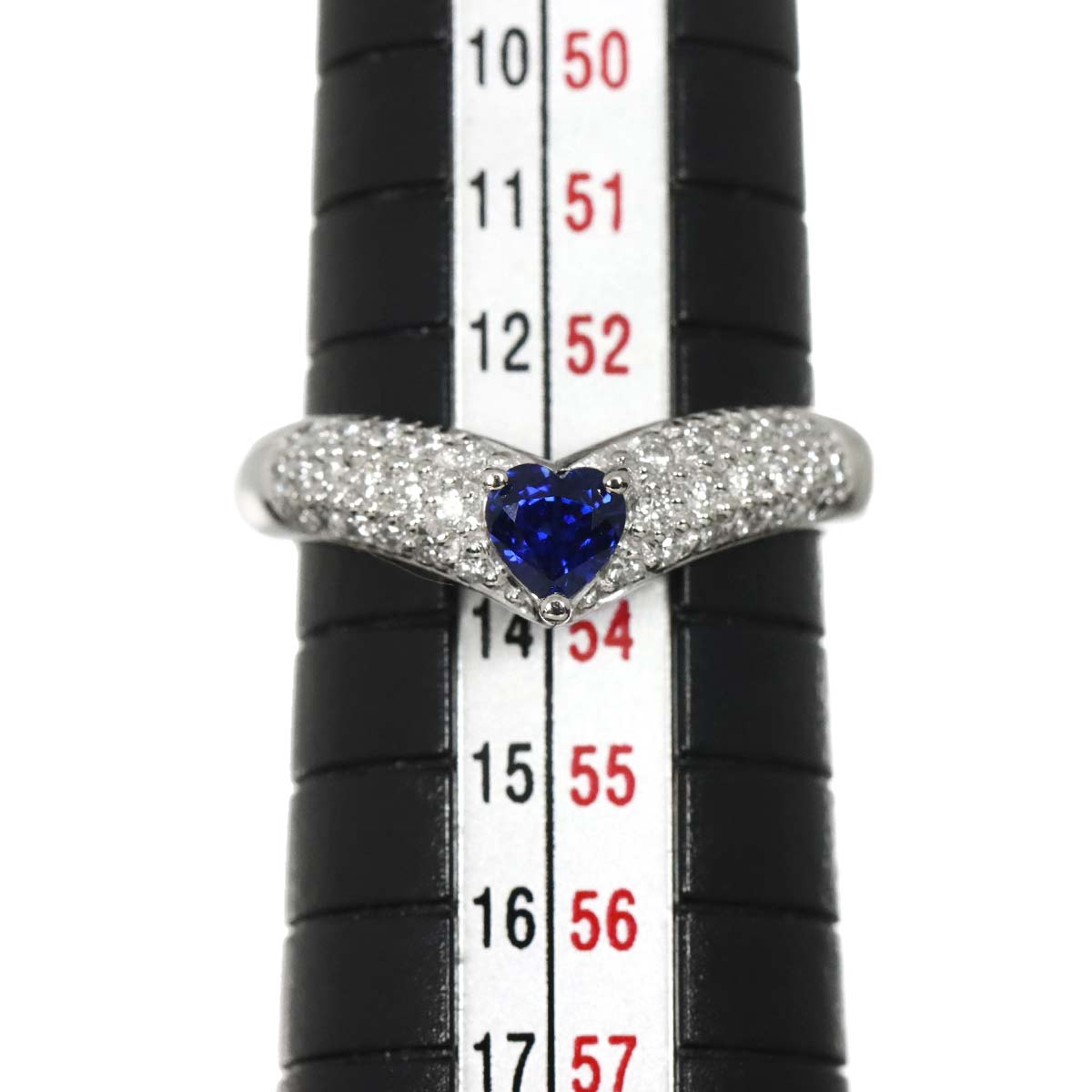Sapphire 0.45ct Diamond 0.30ct Ring Pt 6.25-6.5(US)