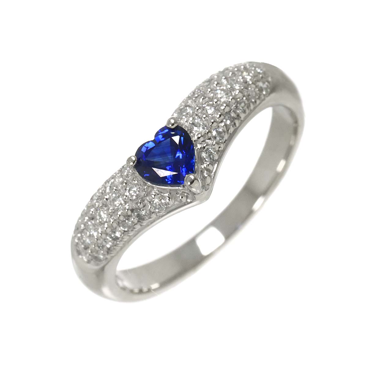 Sapphire 0.45ct Diamond 0.30ct Ring Pt 6.25-6.5(US)