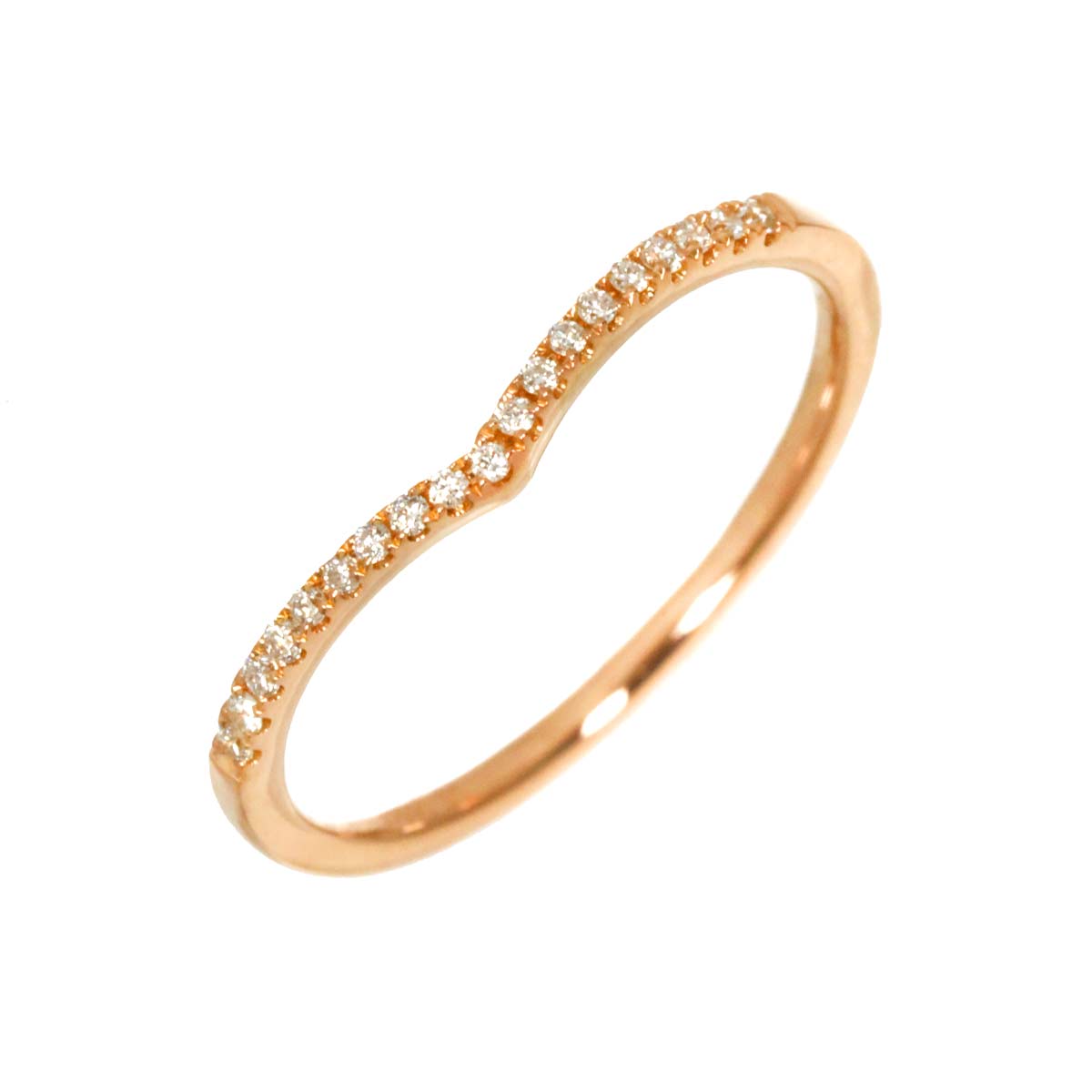 Diamond 0.065ct Ring 18K PG Pink Gold 750 Size4.5(US)