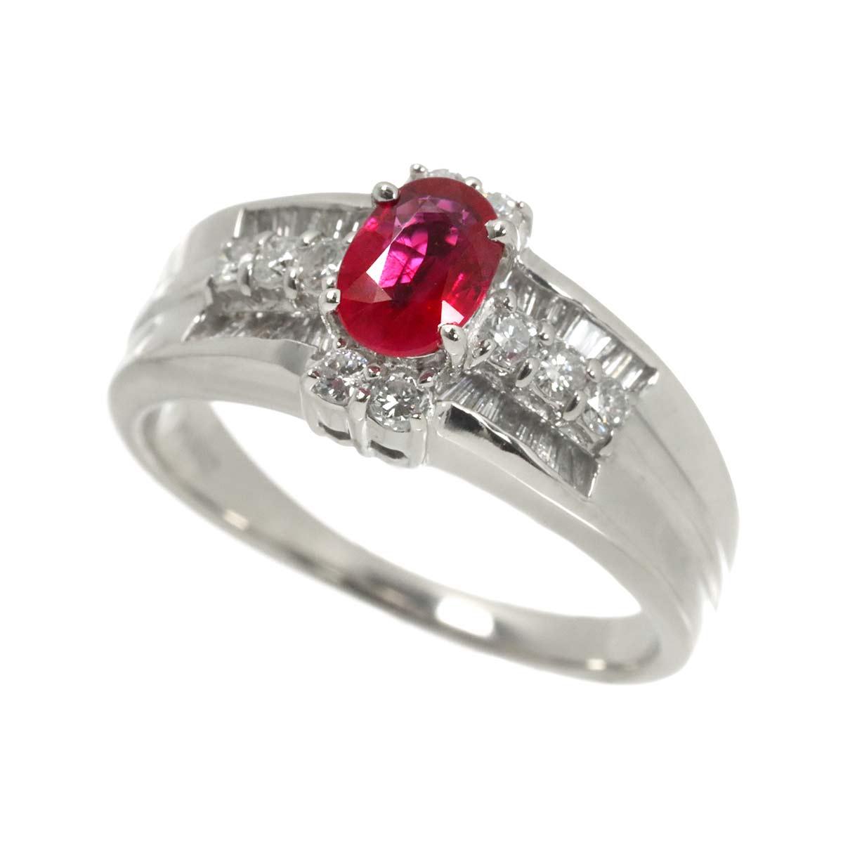 Ruby 0.62ct Diamond 0.53ct Ring Pt Platinum size7.25-7.5(US)