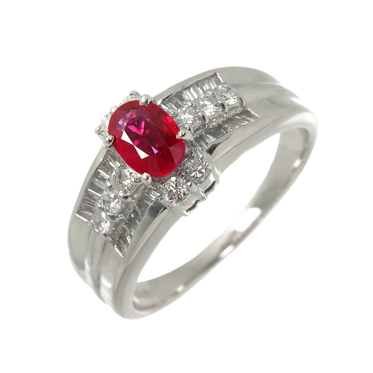 Ruby 0.62ct Diamond 0.53ct Ring Pt Platinum size7.25-7.5(US)