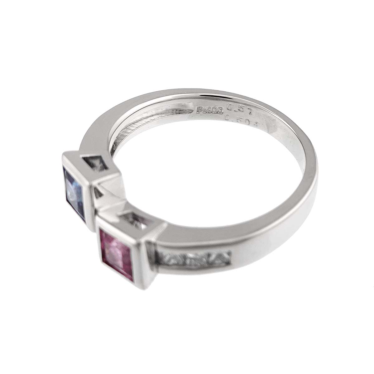 Sapphire 0.51ct/0.50ct Diamond 0.25ct Ring Pt Platinum size7.25(US)