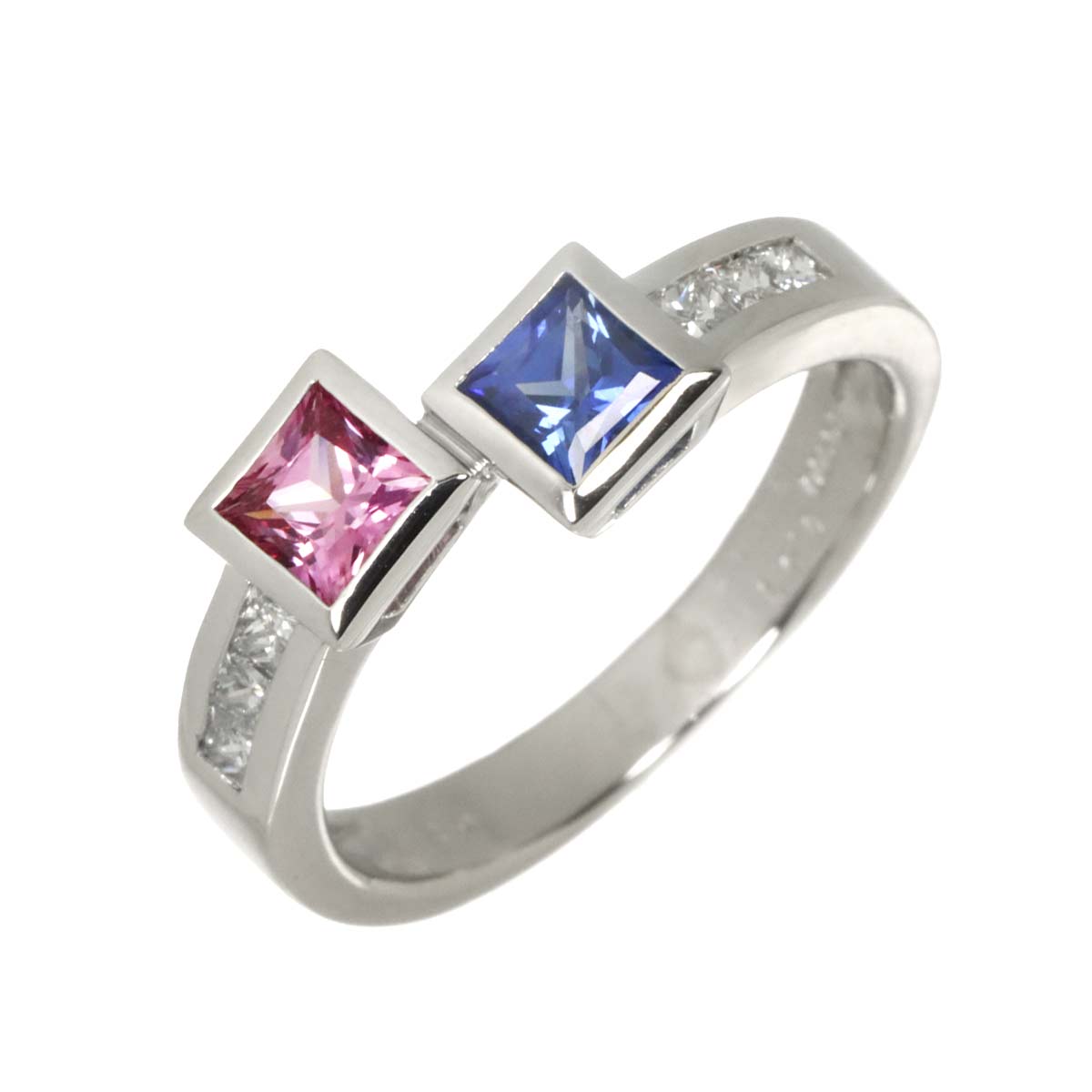 Sapphire 0.51ct/0.50ct Diamond 0.25ct Ring Pt Platinum size7.25(US)