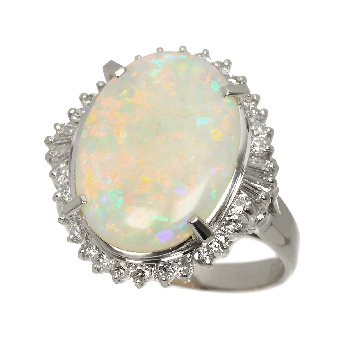 Opal 4.60ct Diamond 0.71ct Ring Pt Platinum size8.25(US)
