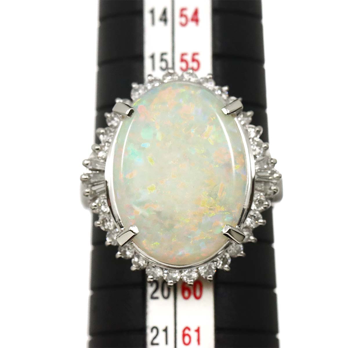 Opal 4.60ct Diamond 0.71ct Ring Pt Platinum size8.25(US)