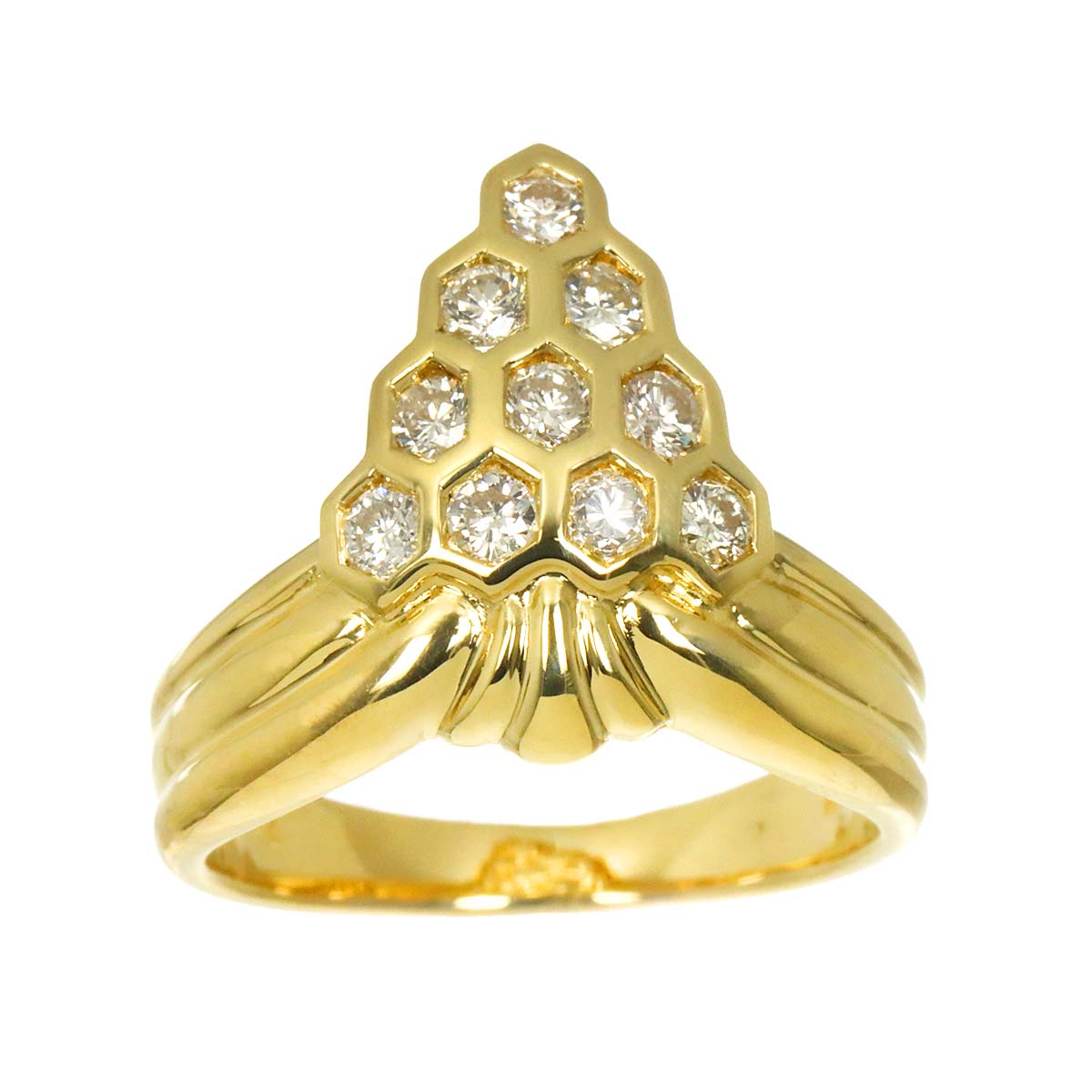 Diamond 0.44ct Ring 18K YG Yellow Gold 750 4.5(US)