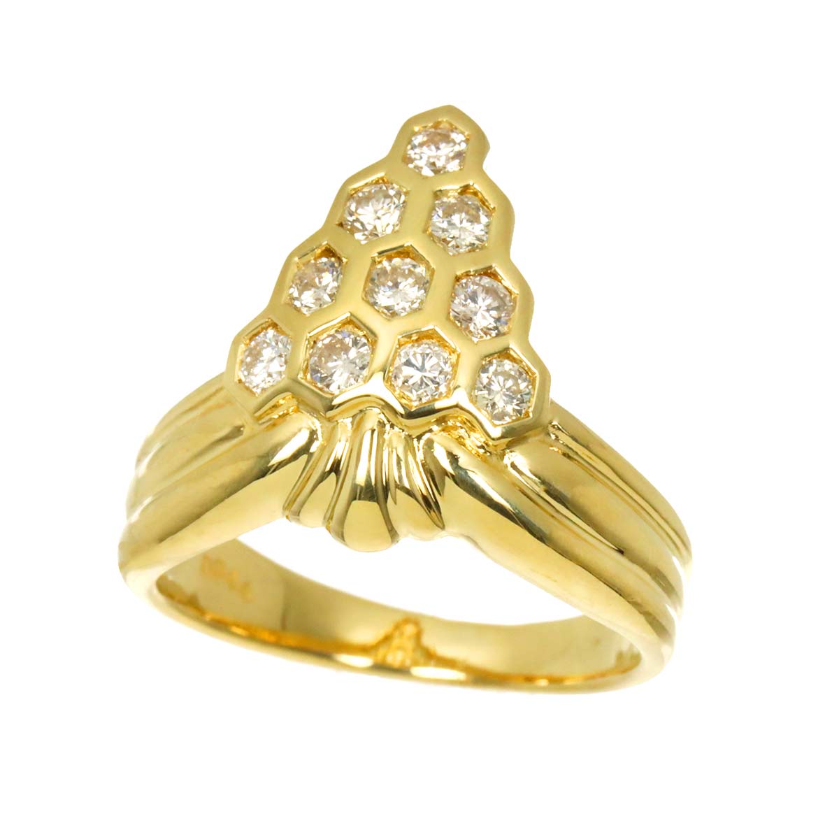 Diamond 0.44ct Ring 18K YG Yellow Gold 750 4.5(US)
