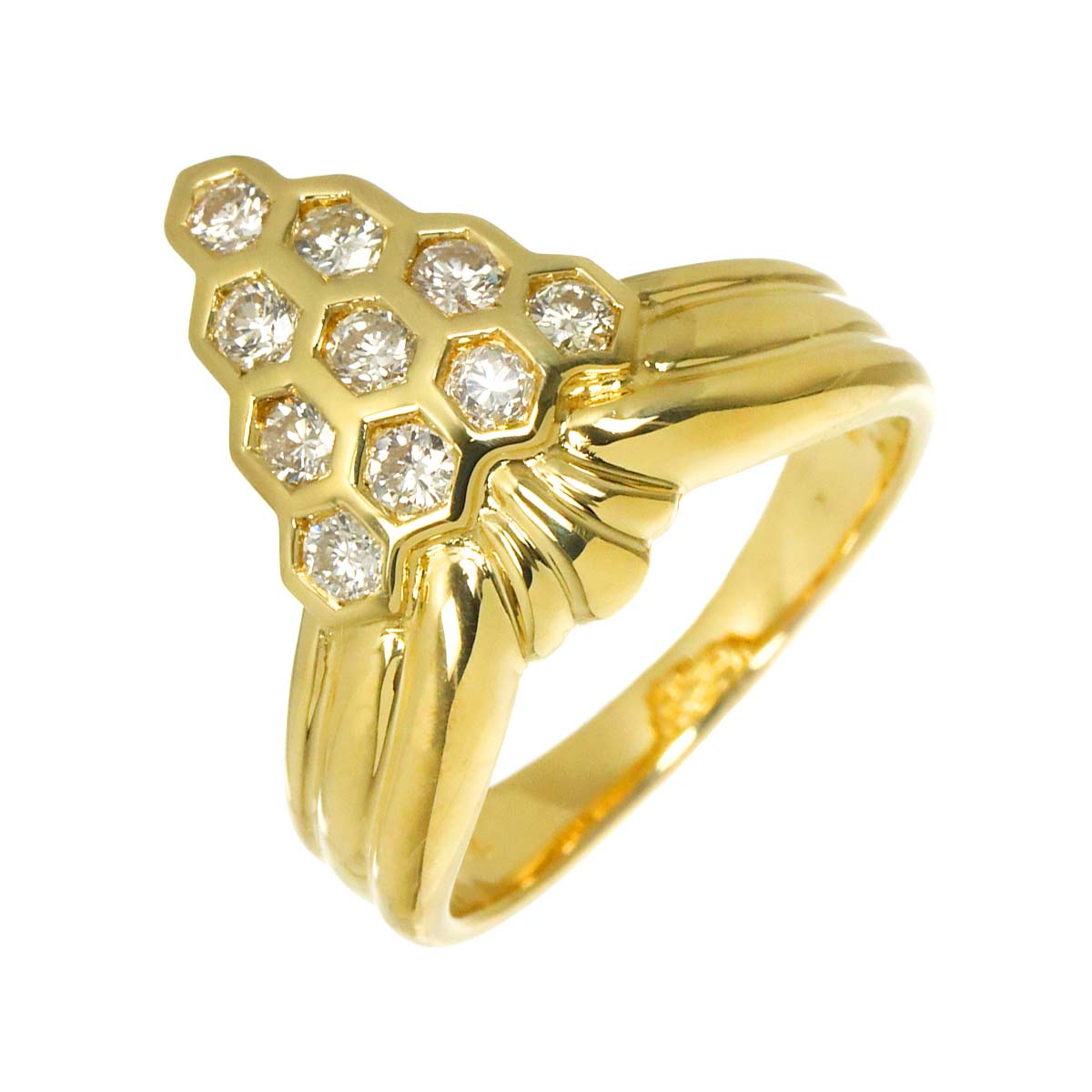 Diamond 0.44ct Ring 18K YG Yellow Gold 750 4.5(US)
