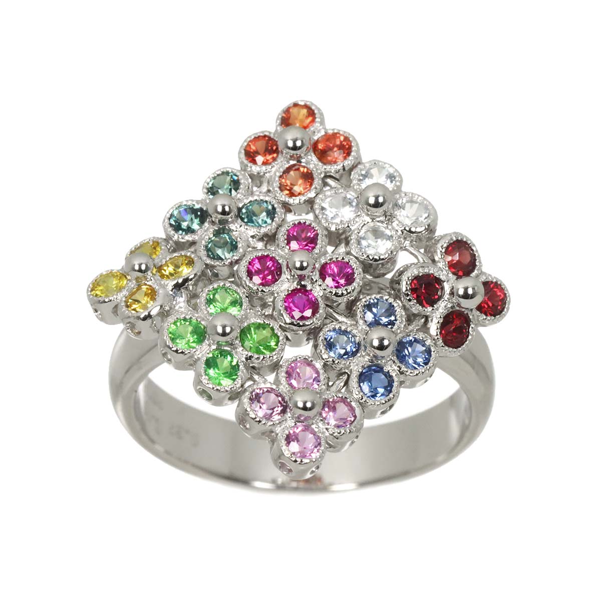 Multi Stone Ring 18K WG 750 size6.75-7.25(US)