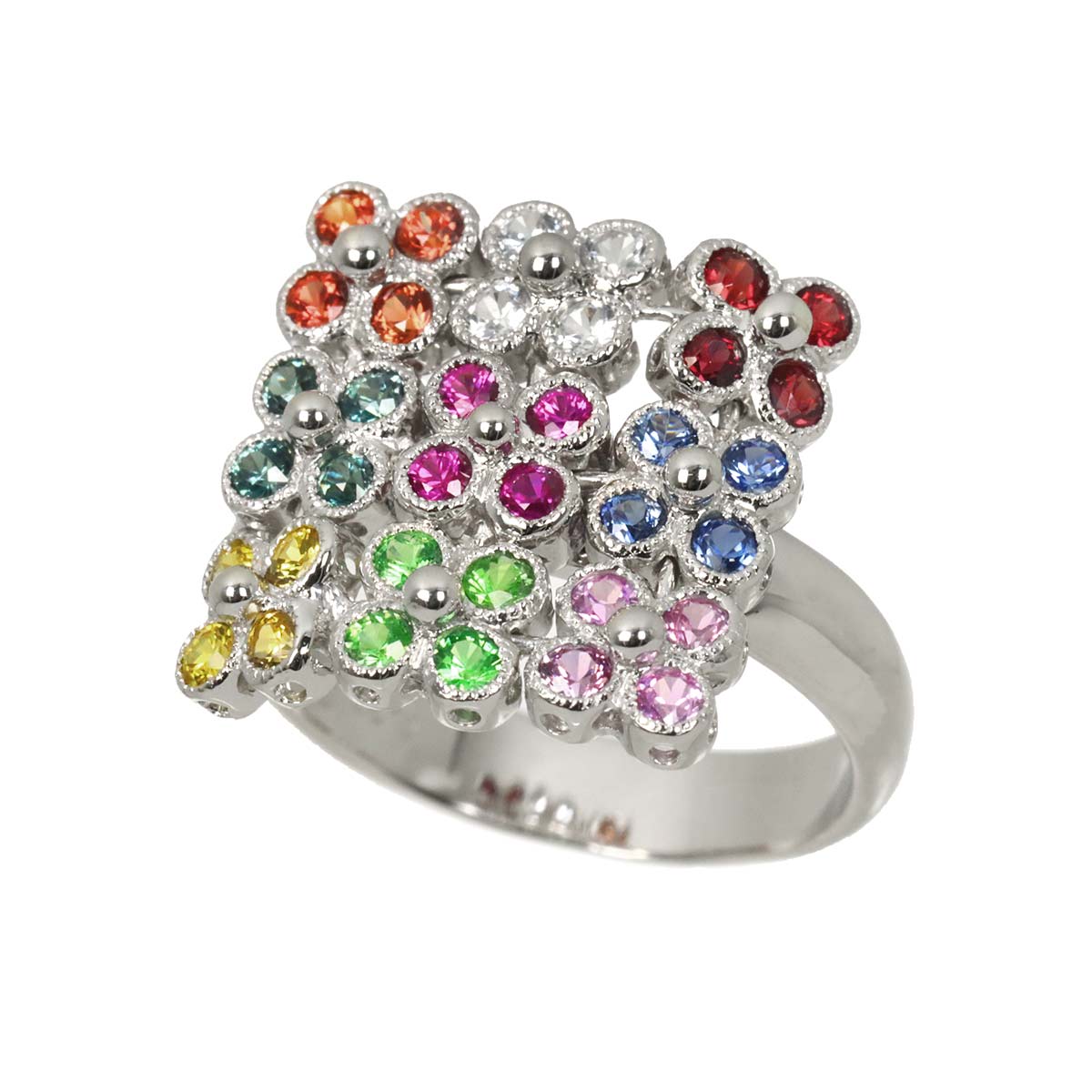 Multi Stone Ring 18K WG 750 size6.75-7.25(US)