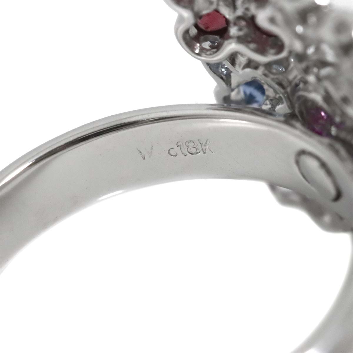 Multi Stone Ring 18K WG 750 size6.75-7.25(US)