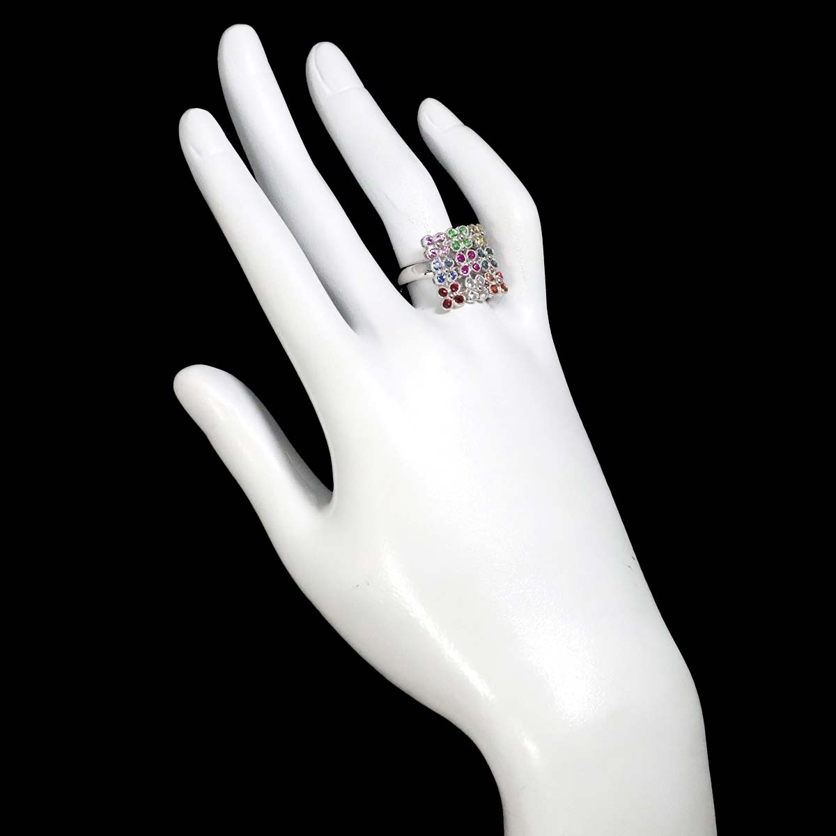Multi Stone Ring 18K WG 750 size6.75-7.25(US)