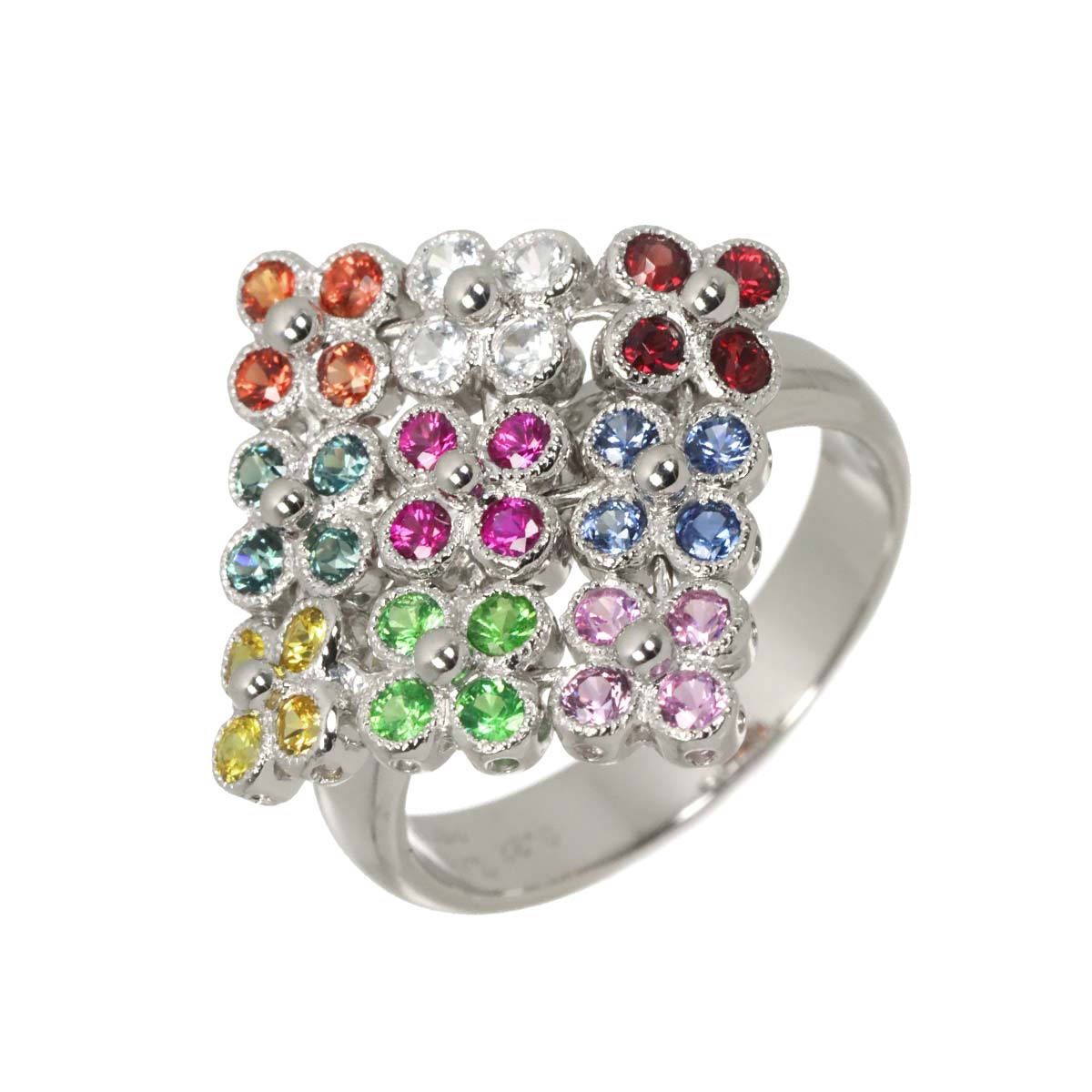 Multi Stone Ring 18K WG 750 size6.75-7.25(US)